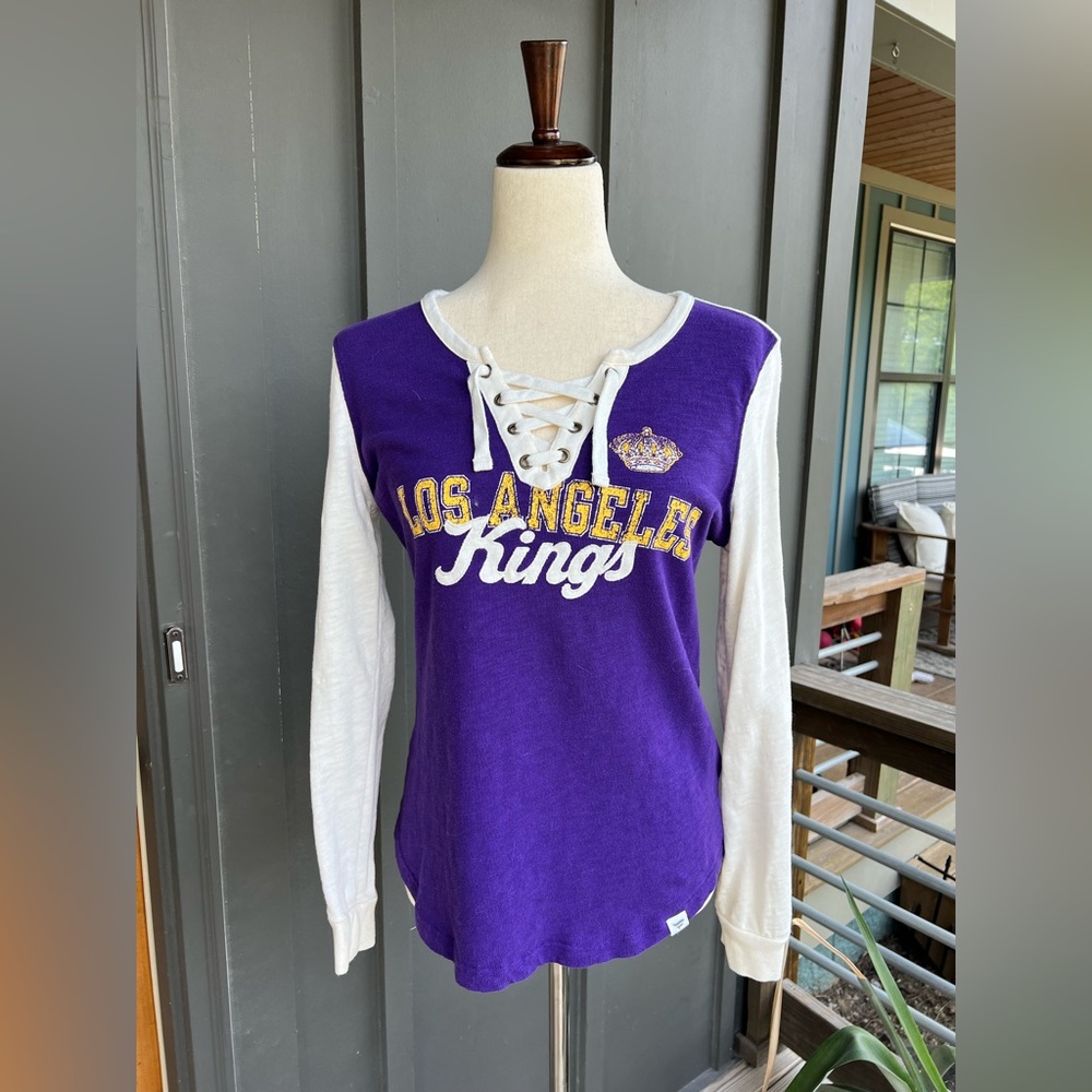 Women's Fanatics Purple/White LA Kings True Classics Lace-Up Long Sleeve T-Shirt